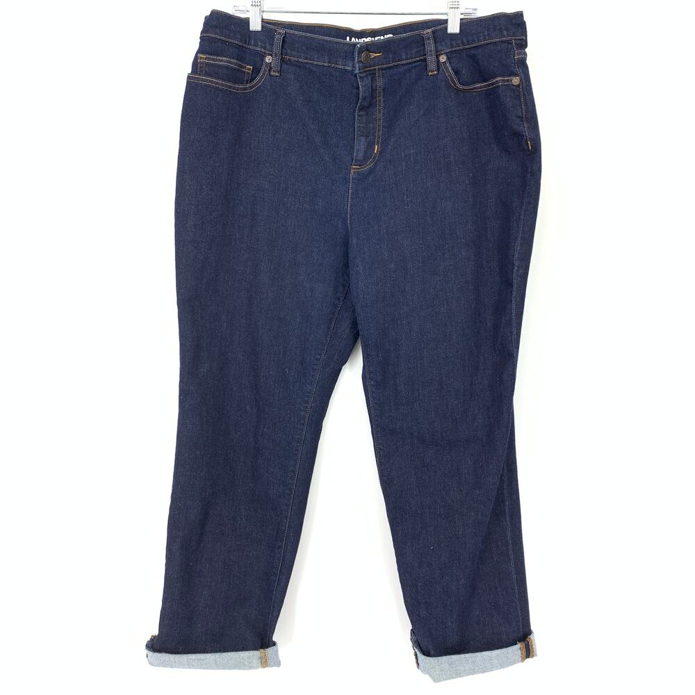 Lands' End Jeans Women Size 18 Petite High-Rise Straight Leg Blue